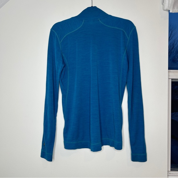 Smartwool 100% Merino Wool Quarter Zip Long Blue Long Sleeve Base Layer Large - Picture 2 of 8